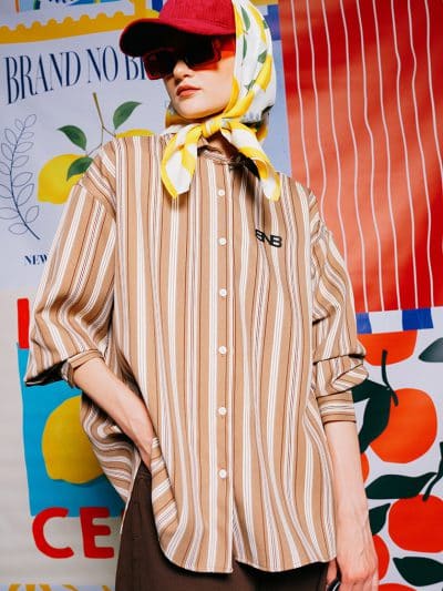 BNB LAVALETTE TOP - BROWN