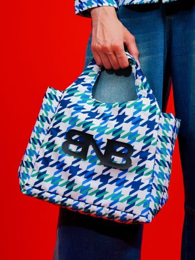 BNB WOOLWOORTH BAG - BLUE HOUNDSTOOTH