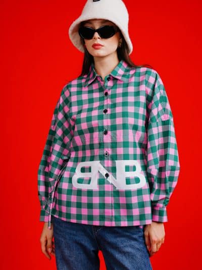 BNB WOOLWORTH TOP - CHECKRED PINK