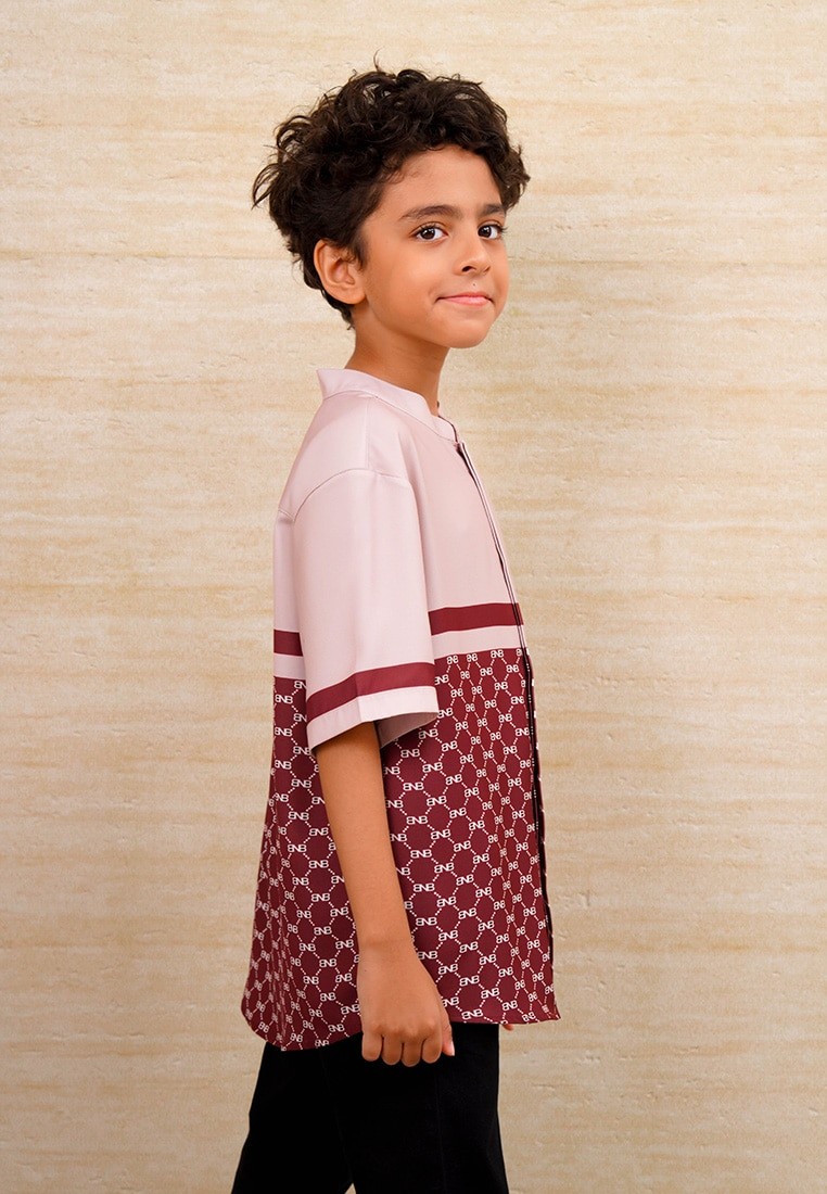 BNB HARRINGTON BOY SHIRT - MAROON - Image 4