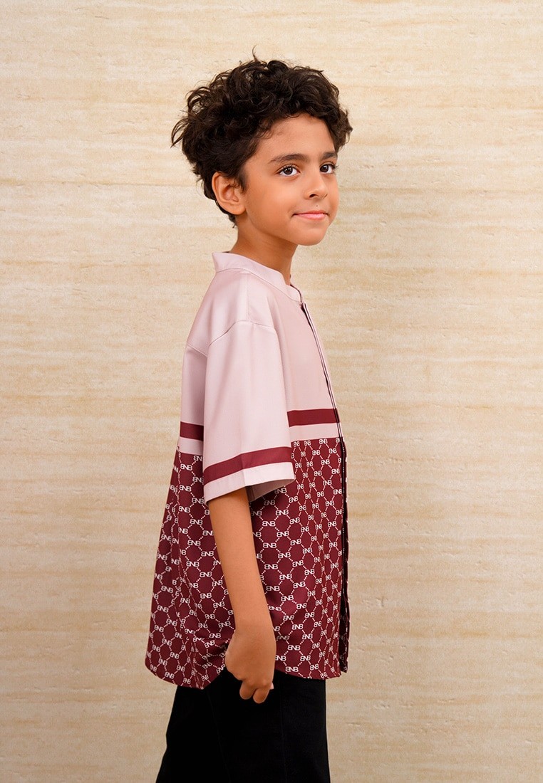 BNB HARRINGTON BOY SHIRT - MAROON - Image 5