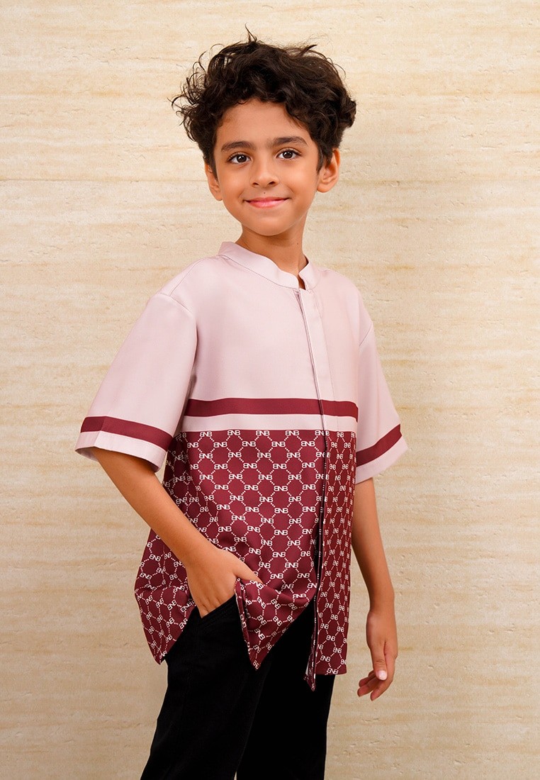 BNB HARRINGTON BOY SHIRT - MAROON - Image 2