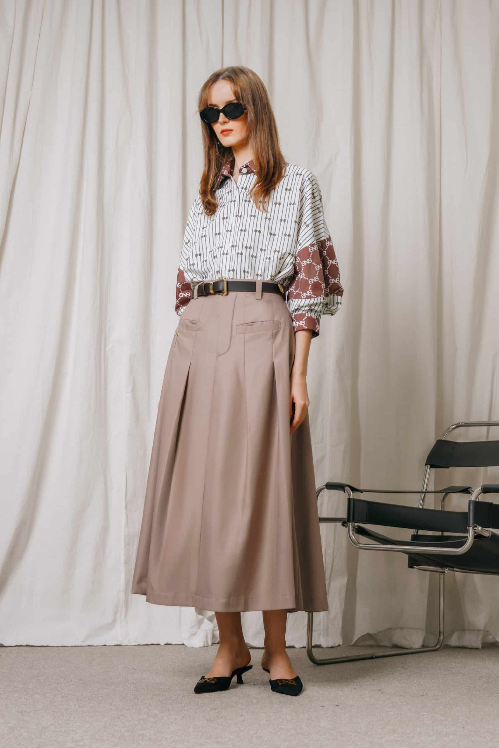 BNB HUDSELLE SKIRT - LATTE
