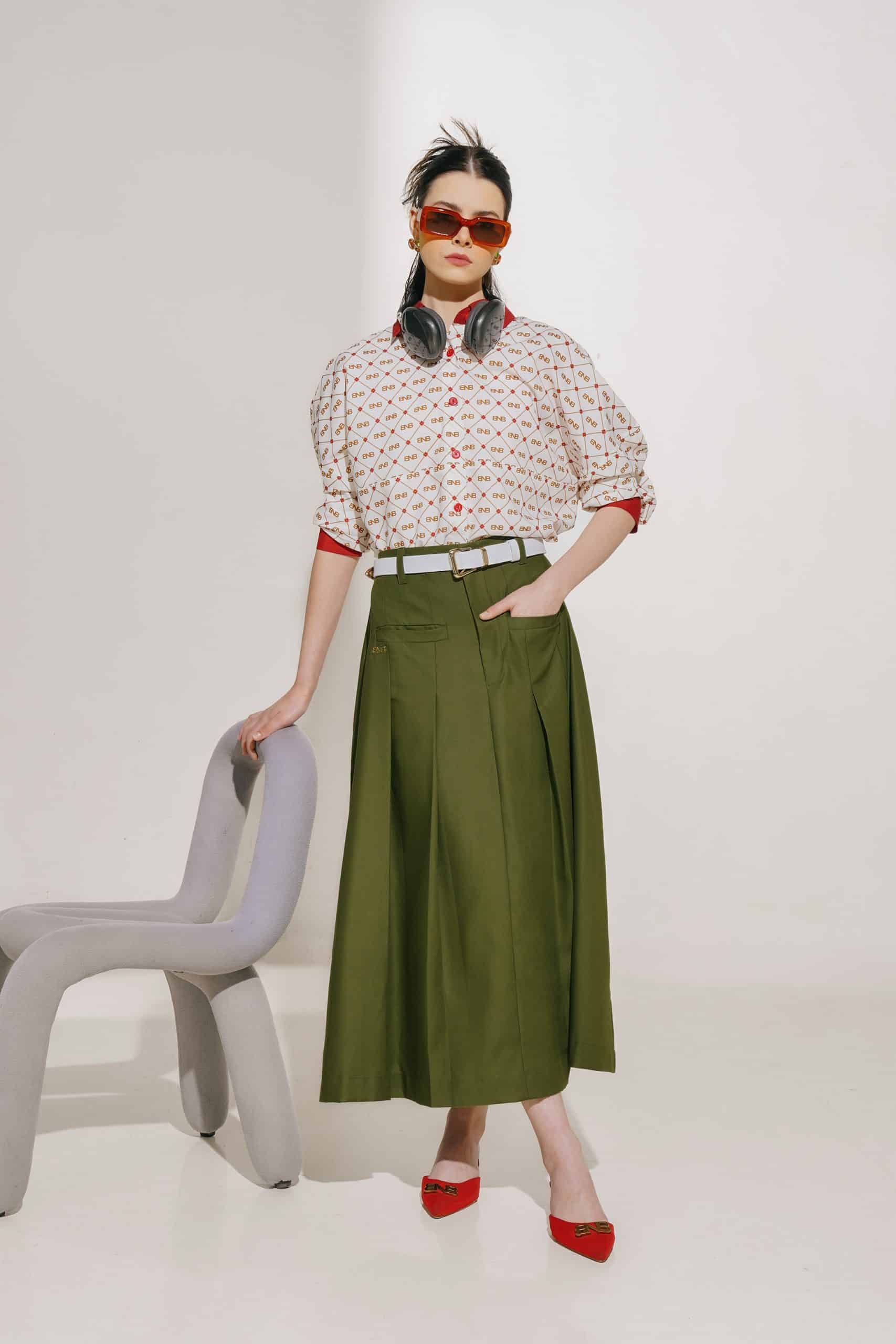 BNB HUDSELLE SKIRT - OLIVE