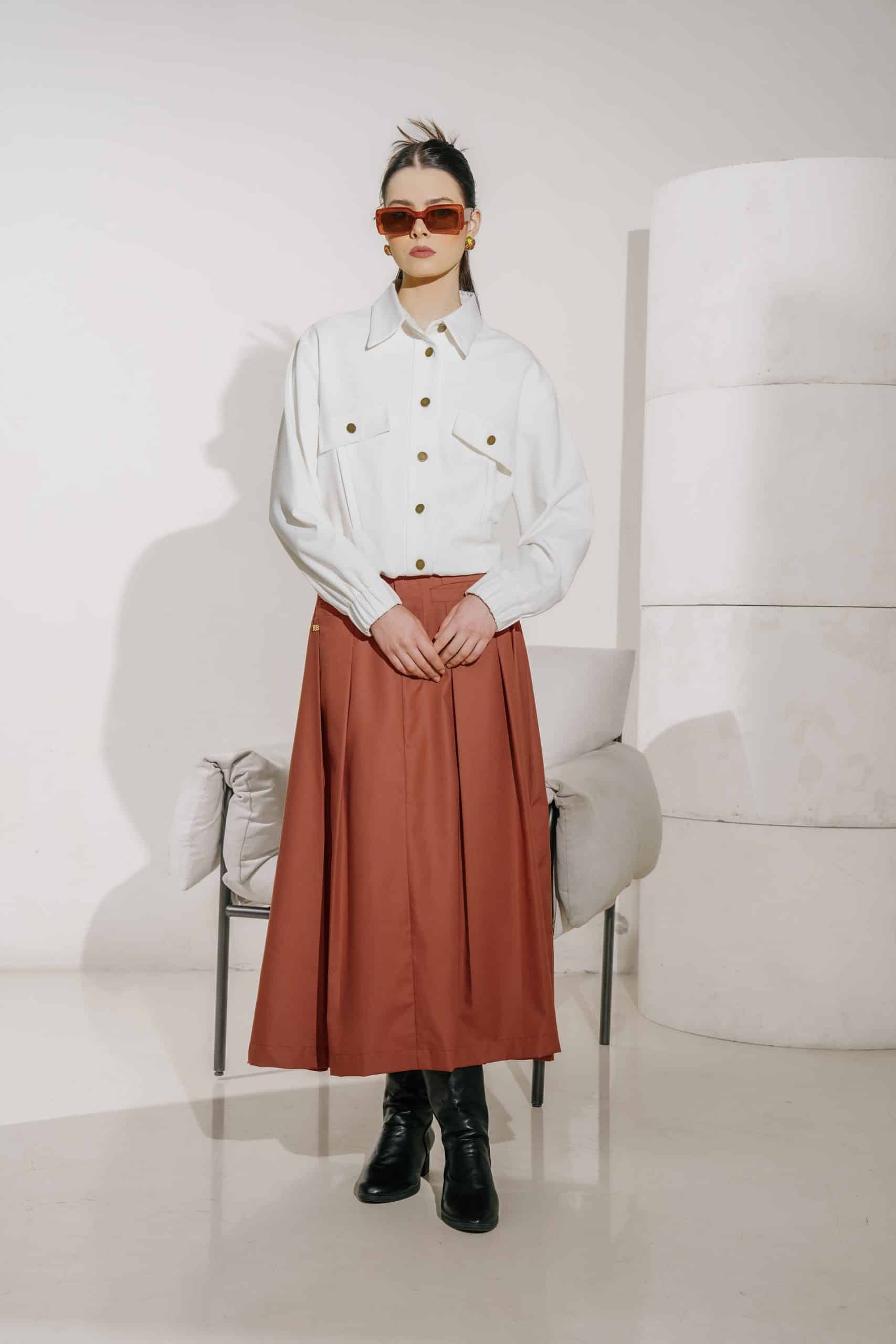 BNB HUDSELLE SKIRT - TERACOTTA