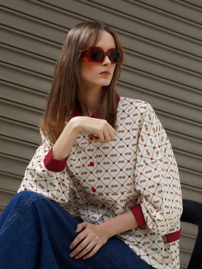 BNB YORKVELLE TOP - CREAM MAROON