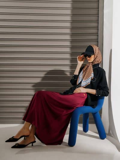 BNB VELLEMONT SKIRT - BURGUNDY